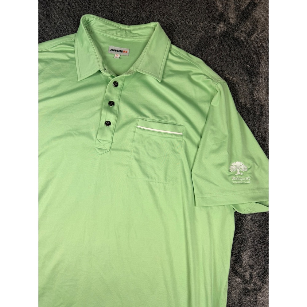 Chase54 Mens XL Green Oakhurst Country Club Performance Golf Polo Shirt Pocket